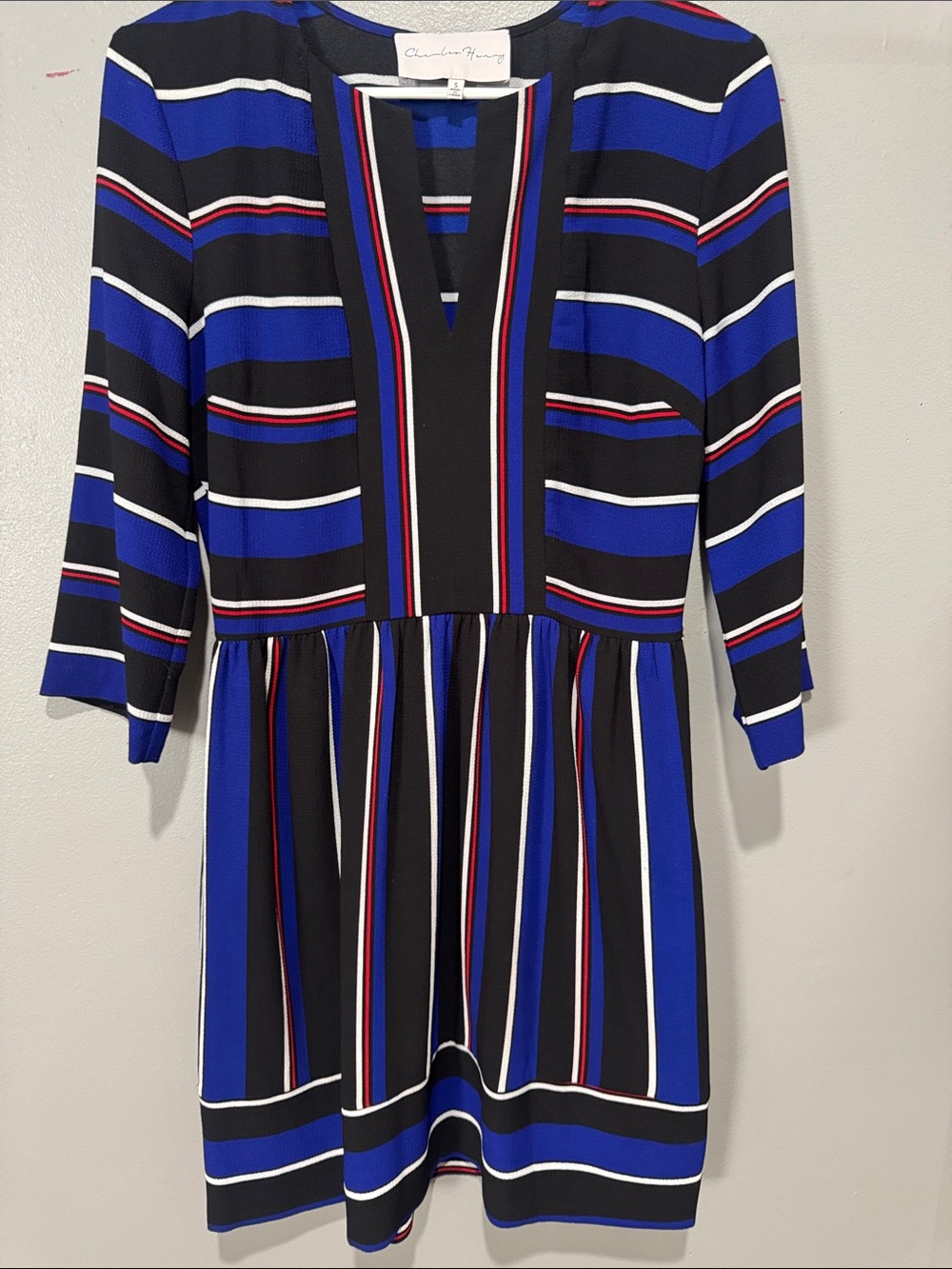 Charles Henry Blue and Black Striped Dress